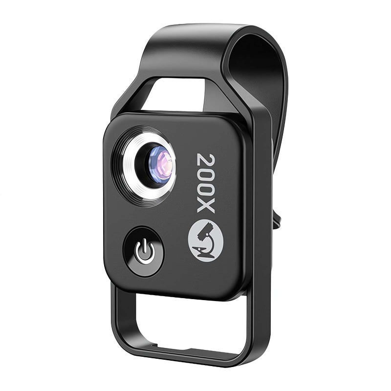 Nano Zoom 200X Smartphone Microscope, Nanozoom Cell Phone Lens, Portable Phone Microscope Lens with LED Light (Black MS002CBK  with CPL) - Image 1